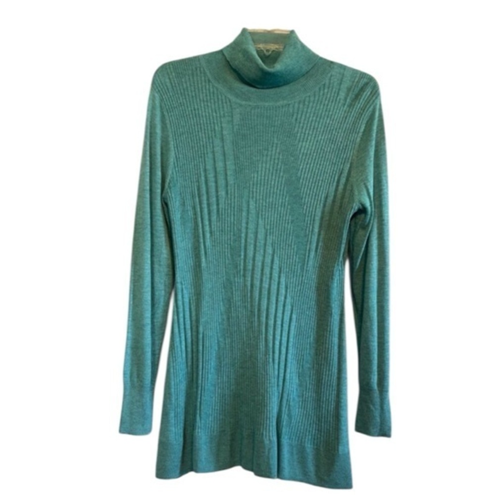 Apt 9 Green Teal Turtleneck Lightweight Longer Sweater Ribbed Size Large